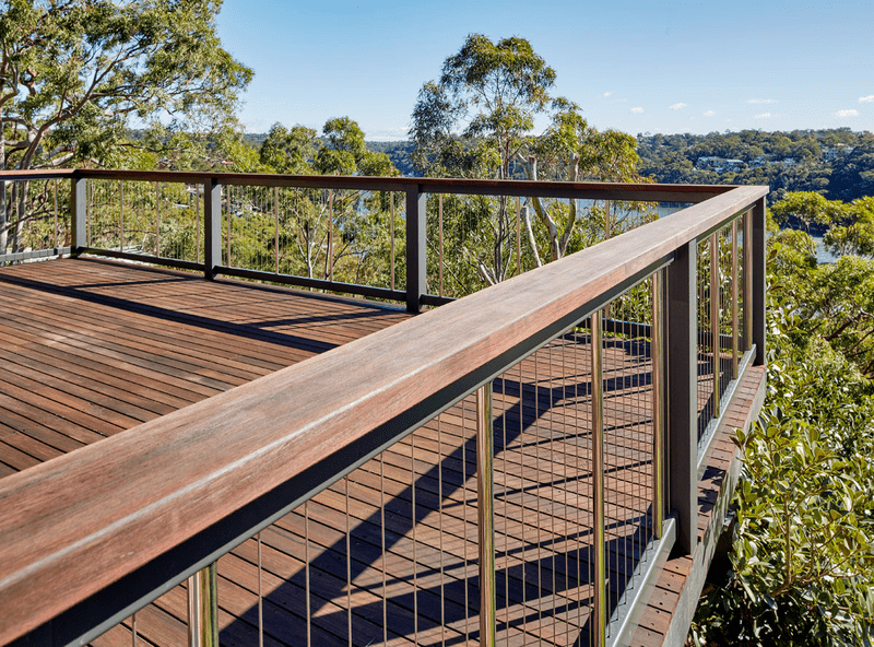 Aluminium balustrade with timber handrail